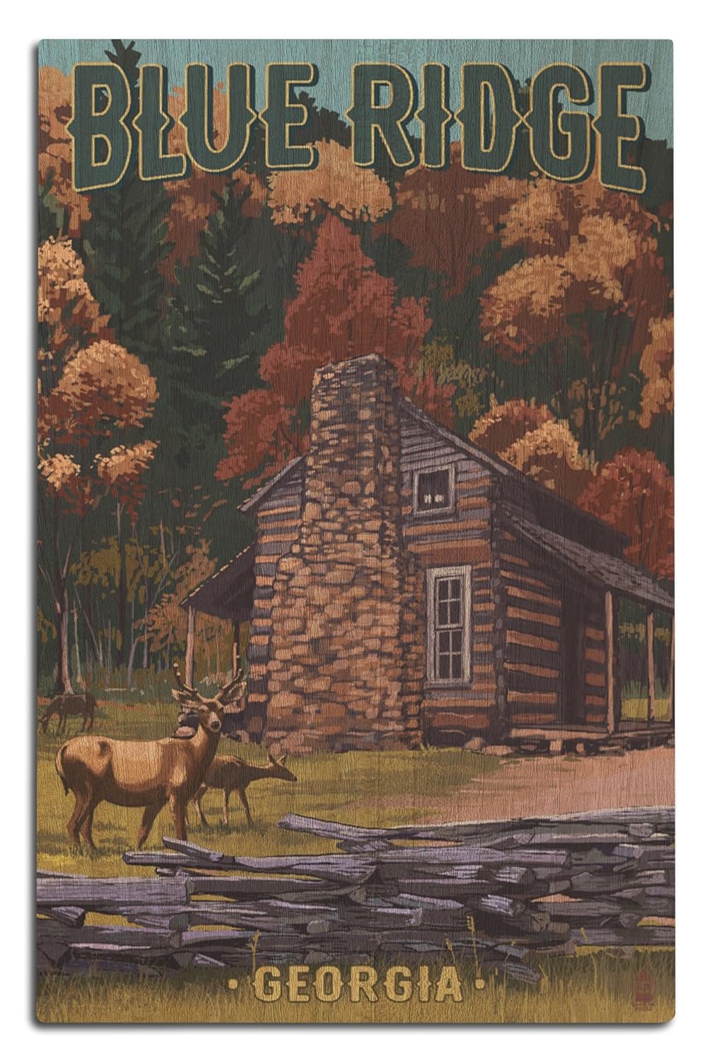 Amazon Com Lantern Press Blue Ridge Georgia Cabin And Deer