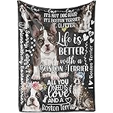 Huglanket Boston Terrier Gifts Throws for Women Men, Flannel Blanket for Dog Mom Dog Dad for Birthday Christmas (50"x 65")