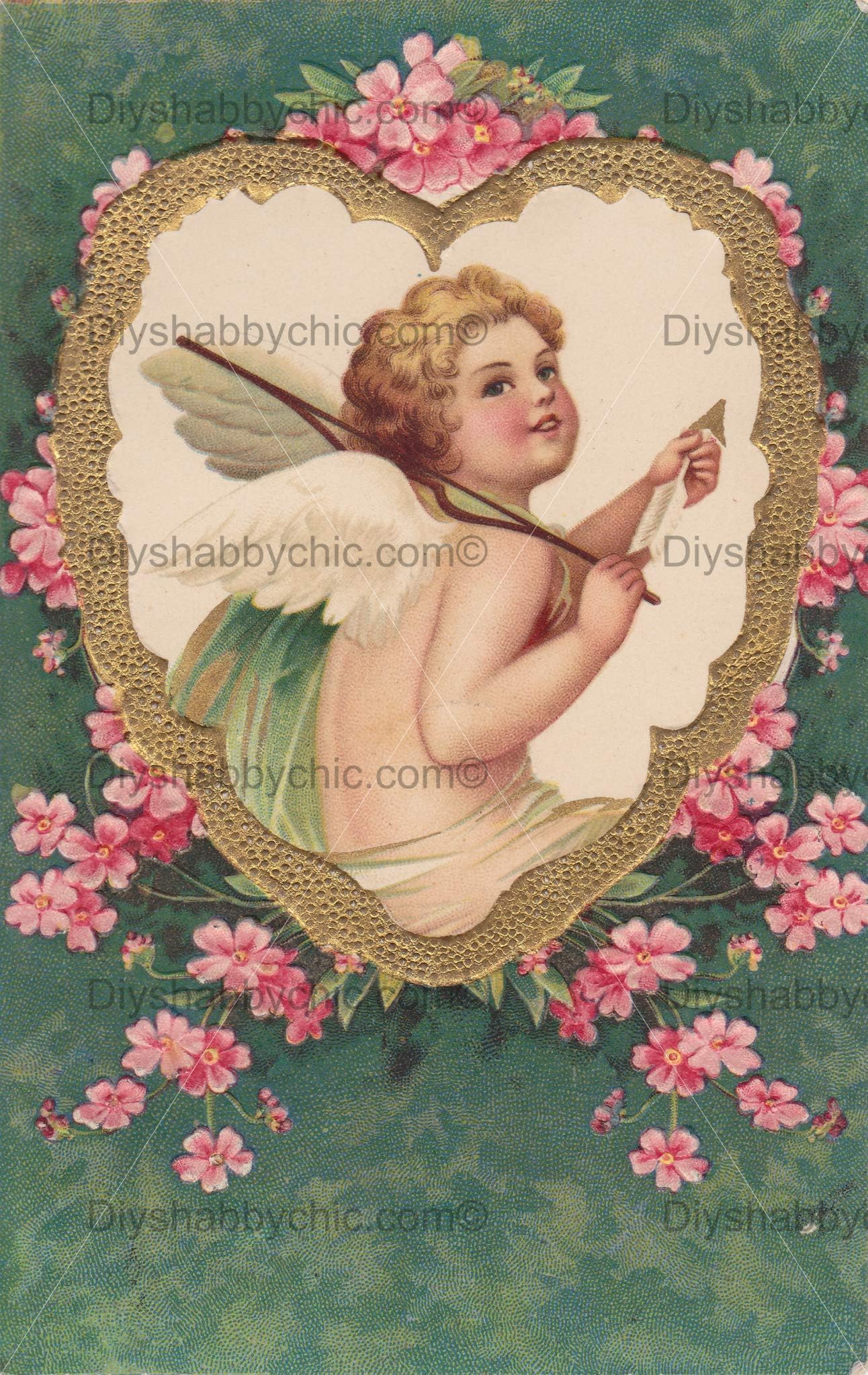 Furniture Wood Decal Image Transfer Vintage Antique Angel Heart DIY (Decal, A7-2. 9 x 4.1 Inches)