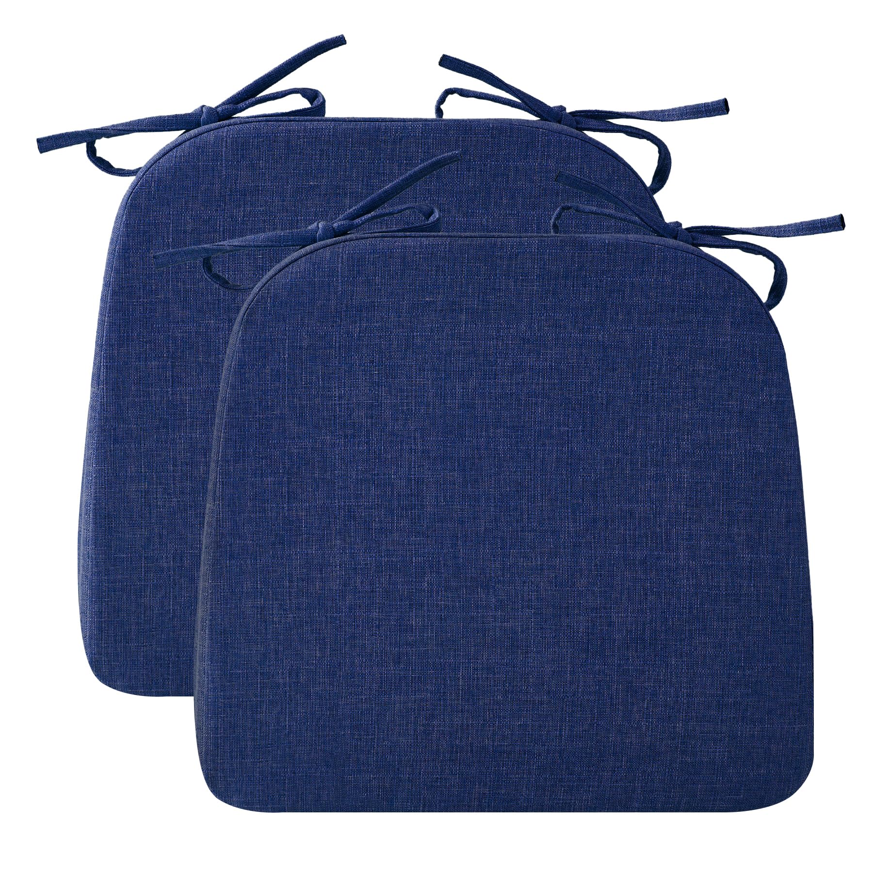 Photo 1 of Ruqmuis Chair Cushions for Dining Chairs, 2" Thick Seat Cushions for Kitchen Chairs, D-Shaped Chair Pads with Washable Cover, Ties and Non Slip Backing, 17'' x 16'', Set of 2, Blue