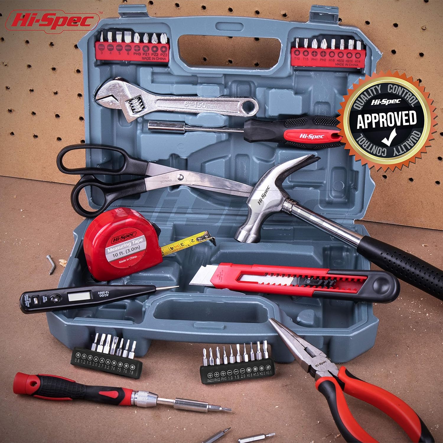 Hi-Spec 45 Piece Household DIY Hand Tool Kit Set. Everyday Repairs at Home & The Office with Practical Tools & Precision Screwdriver Bits. All in a Carry Case - - 