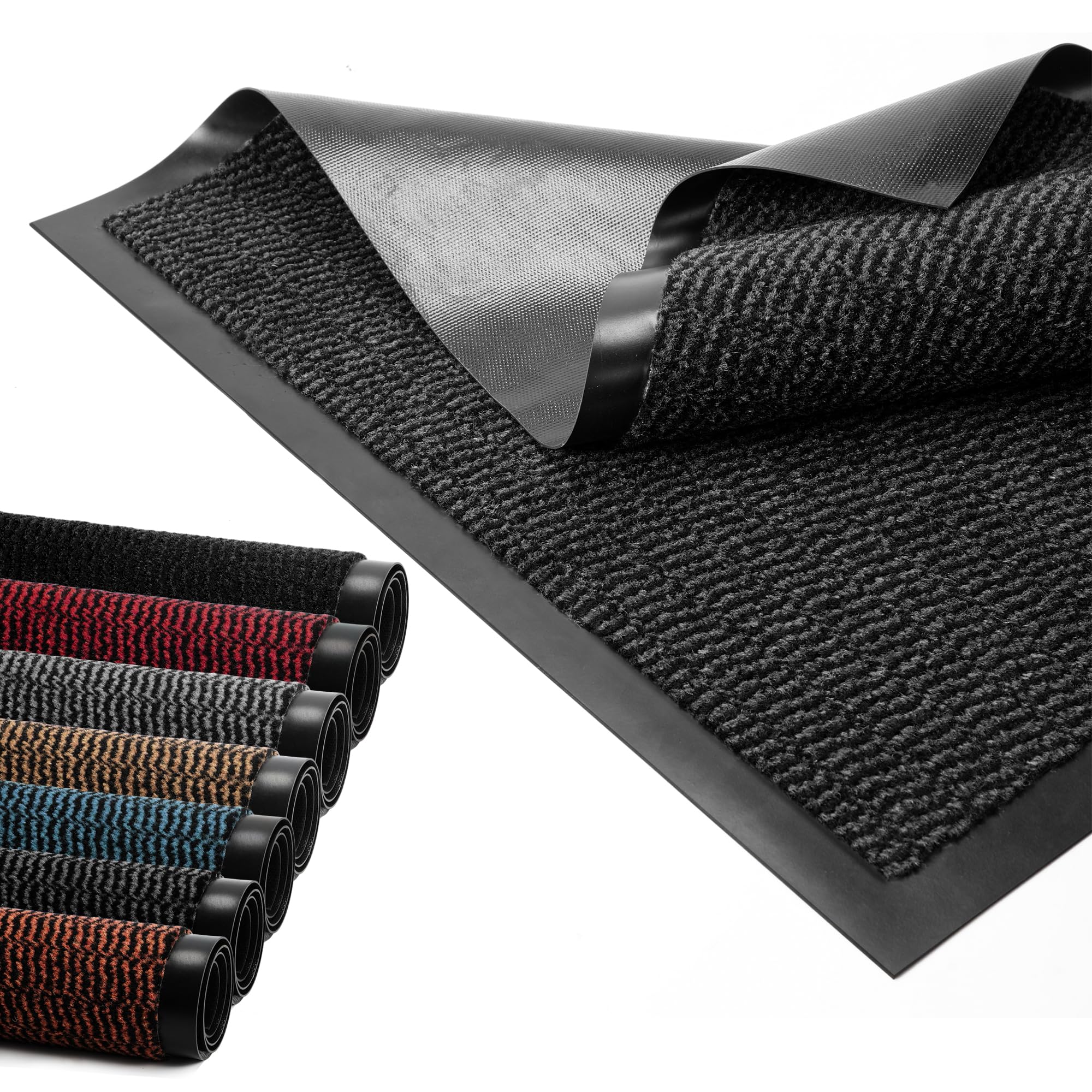 BLADO Door Mat Barrier Mat Non Slip Rubber Mats Washable Heavy Duty | Floor Mats Kitchen Rugs Dirt Trapper Doormat Entrance Rug Shoes Scraper Super Absorbent Carpet (50cm x 80cm, Anthracite)