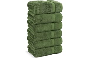 Chakir Turkish Linens | Hotel & Spa Quality 100% Cotton Premium Turkish Towels | Soft & Absorbent (6-Piece Hand Towels, Moss)