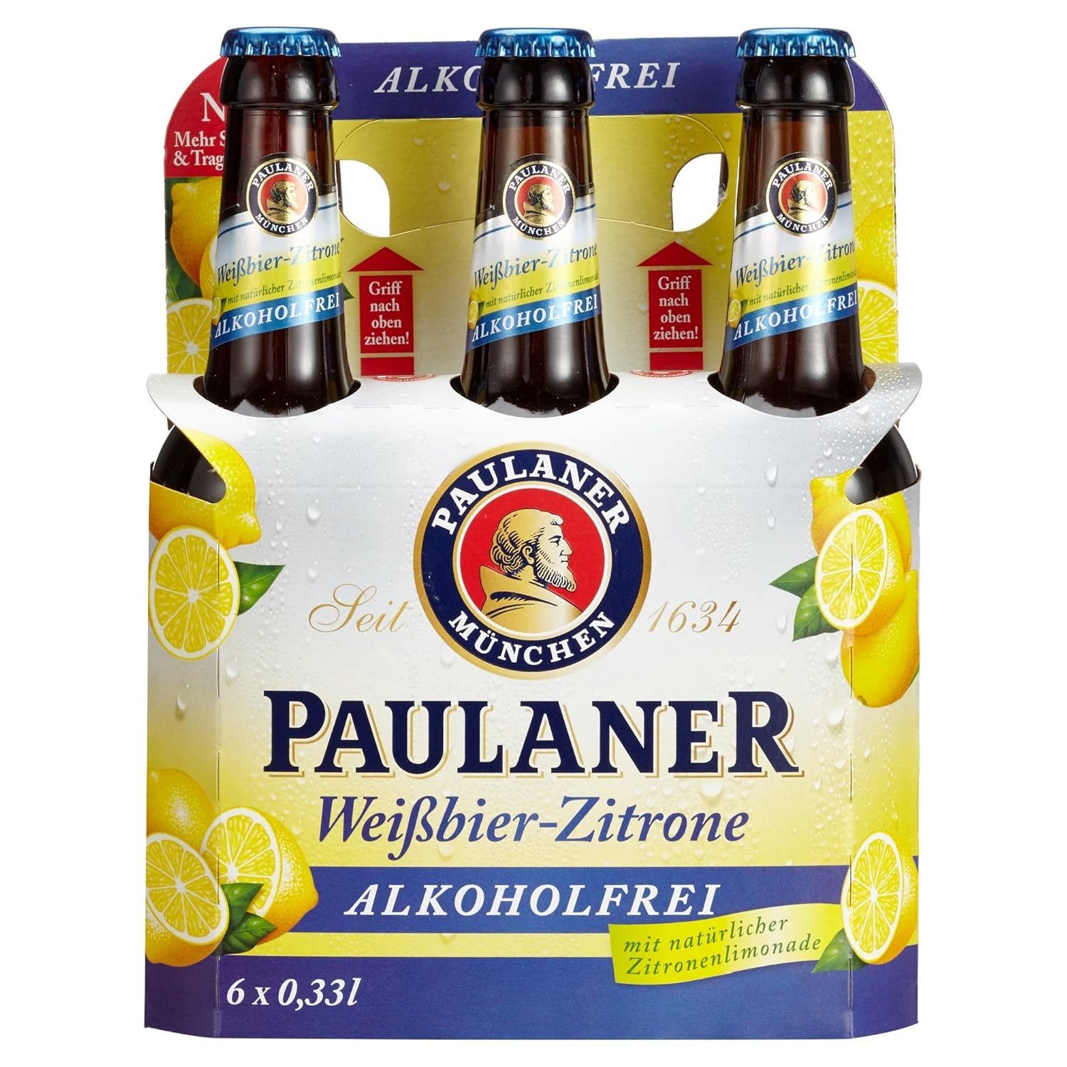 Paulaner Weißbier-Zitrone Alkoholfrei Biermischgetränk MEHRWEG (6 x 0.33 l): Amazon.de: AmazonFresh - 
