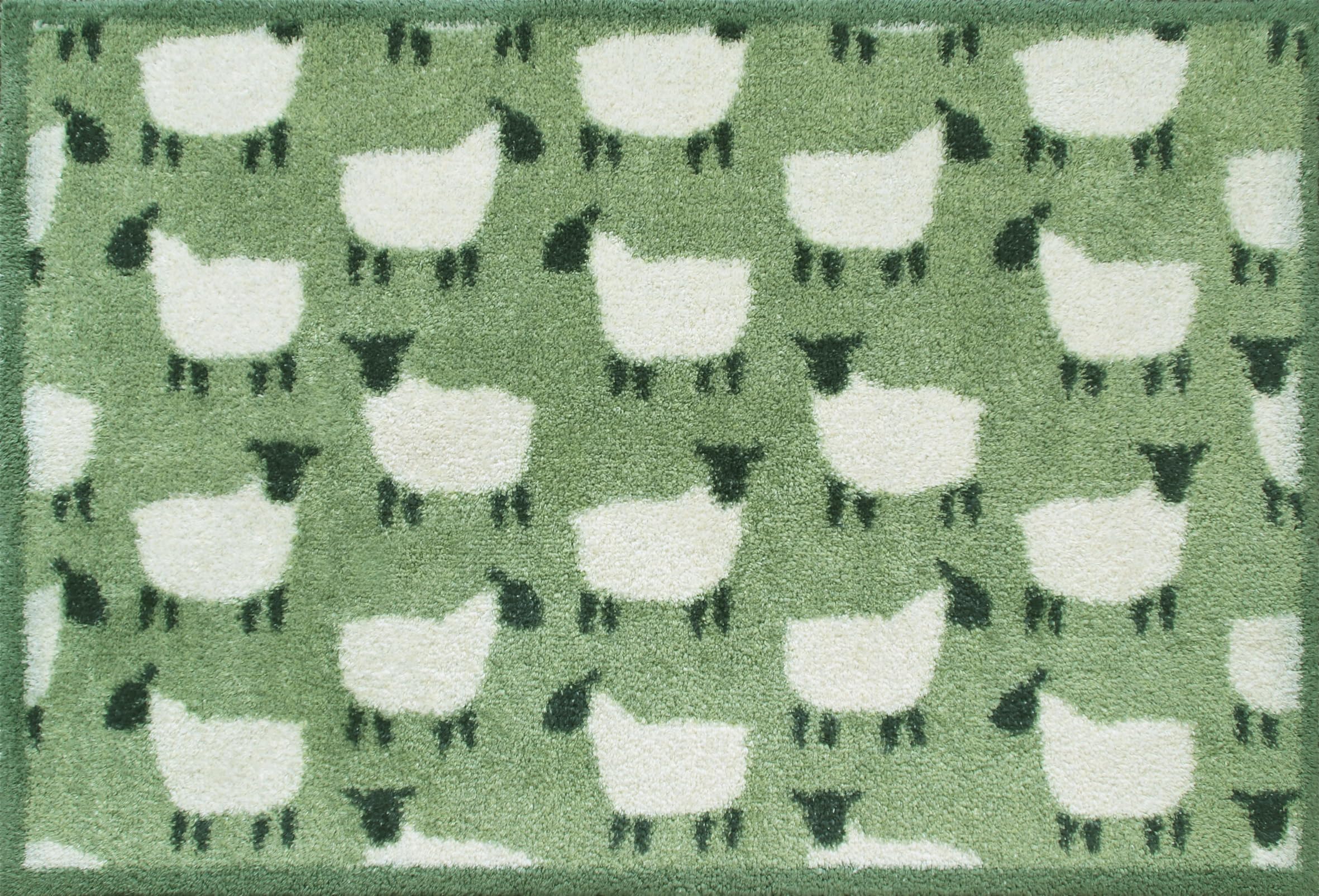Turtle Mat Sheep Flock design- Green - highly absorbent indoor barrier mat, size 60x85cm