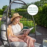 VITA5 Hanging Egg Chair with Frame Polyrattan Cushion Light Grey 150 kg view 3