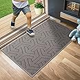 Villsure Door Mat, Front Doormats, Non-Slip Entryway Mats Resist Dirt, Washable Low Pile Floor Door Mats for Home, Entrance, Inside, Patio, Grey, 19.5"x31"