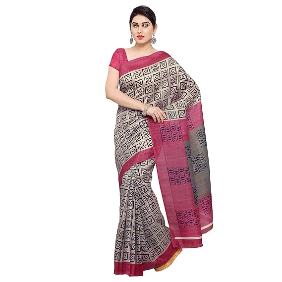 Oomph! Womens Art Silk Saree with Blouse Piece