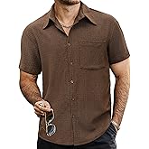 VATPAVE Mens Summer Striped Shirts Button Down Short Sleeve Vintage Beach Hawaiian Shirts with Pocket