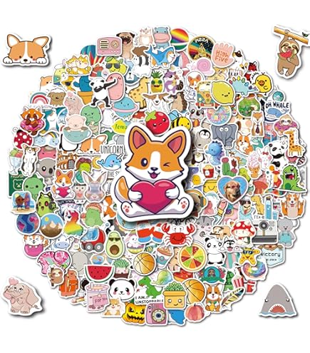 Lot De 200 Autocollants En Vinyle Imperméable Pour Ordinateur Portable, Scrapbooking, Bagages, Planche à Roulettes Pour Enfants, Motif Animaux Mignons