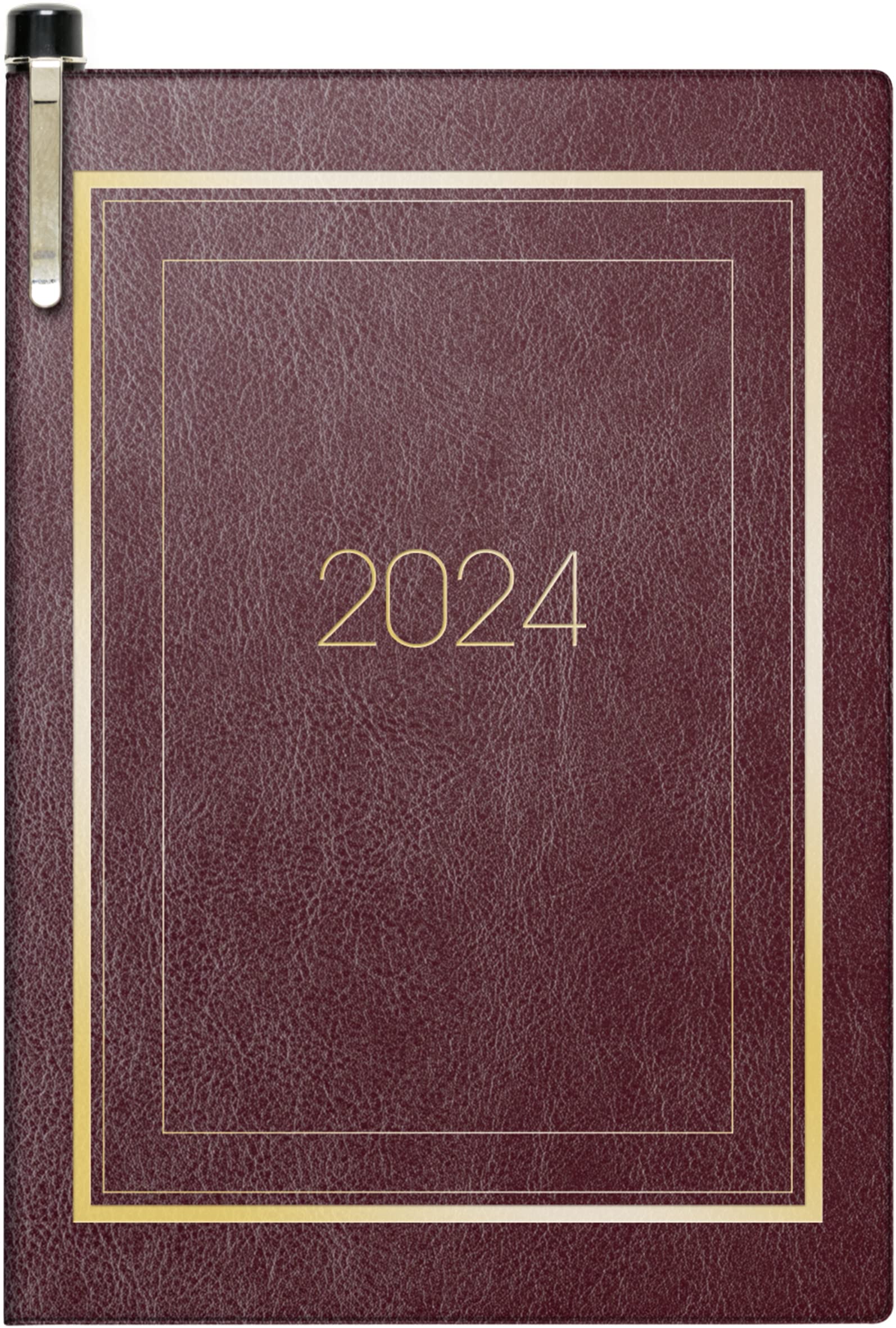 BRUNNEN Weekly calendar model 713 2024, 2 pages = 1 week, sheet size 7.2 x 10.2 cm, burgundy
