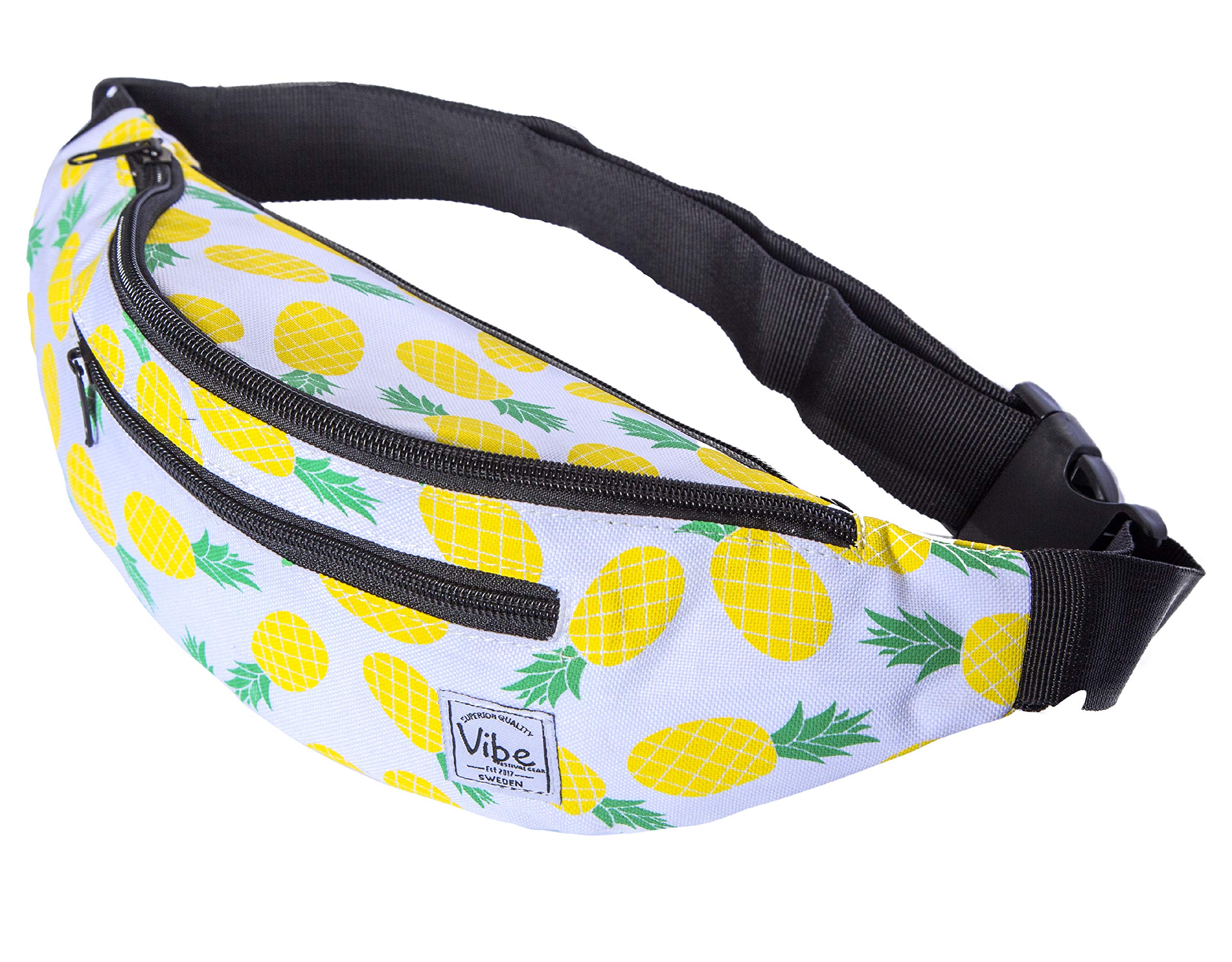 black and silver fanny pack