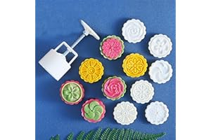 WeTop Mooncake Molds Set, Mid-Autumn Festival Hand-Pressure Moon Cake maker 6 pcs for baking, DIY Hand Press Cookie Stamps Pa