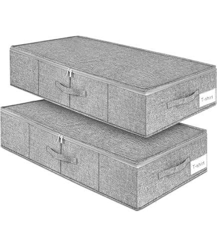 SpaceAid 3-Pack Under Bed Storage Containers – 10 Inch High Organizer Bins With Clear Lids, 31.5x15.8 Inches
