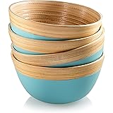Francois et Mimi Pure Bamboo Small Bowl Set with Natural Rim, 4" Diameter, Set of 4