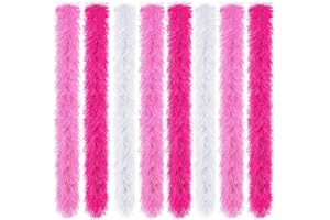 Jexine 8 Pcs Feather Boas Bulk Artificial Fluffy Boas Decor for Wedding Costume Dress Tea Party Supplies