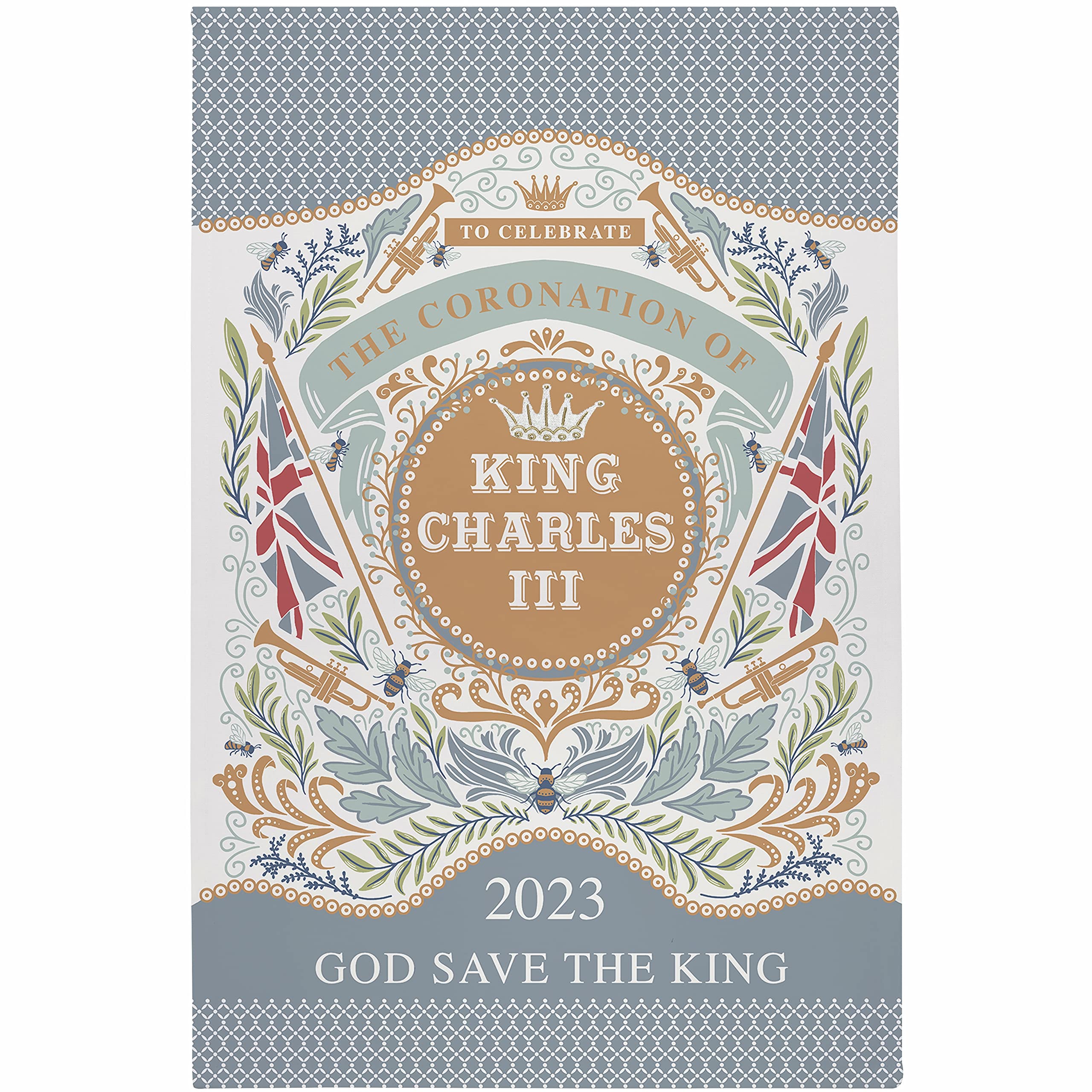 Ulster Weavers King Charles III Coronation 100% Cotton Tea Towel - Multicoloured - Limited Edition, Approx. 48 x 74 cms - Traditional Floral Embroidered
