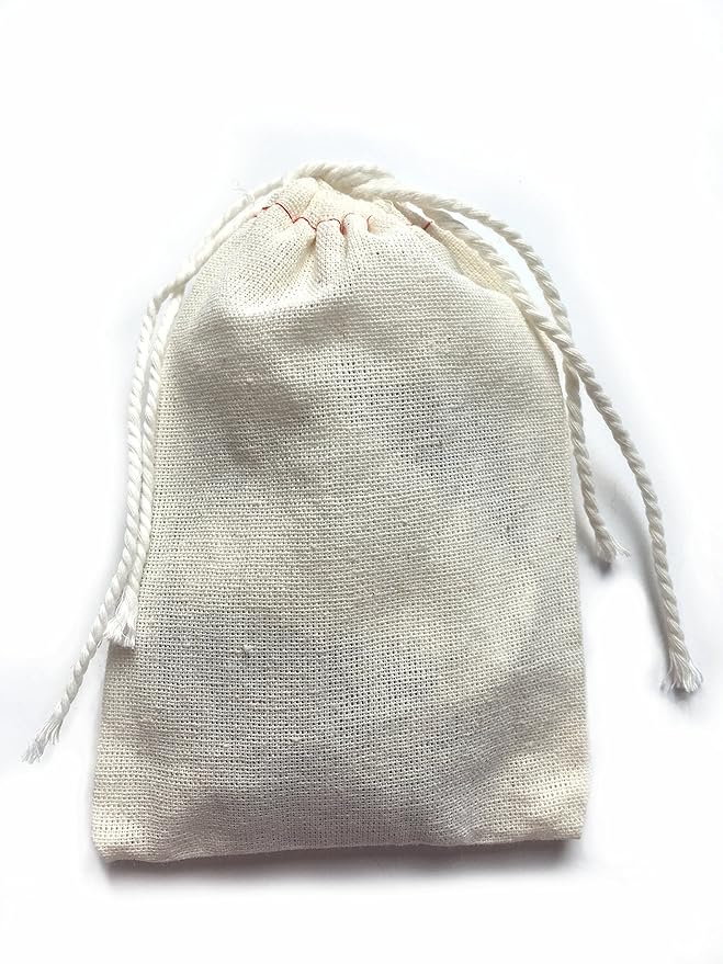 Small Cotton Muslin Cloth Double Drawstring Gift Bag 3x5