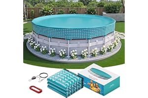 POOLHACKER 【2025 Upgrade】 18 ft Winter Pool Cover - 18ft Round Above Ground, 500D Thick & Durable Winter Pool Cover, Upgraded with Velcro, Cable and Pulley System for a Windproof, Secure Fit