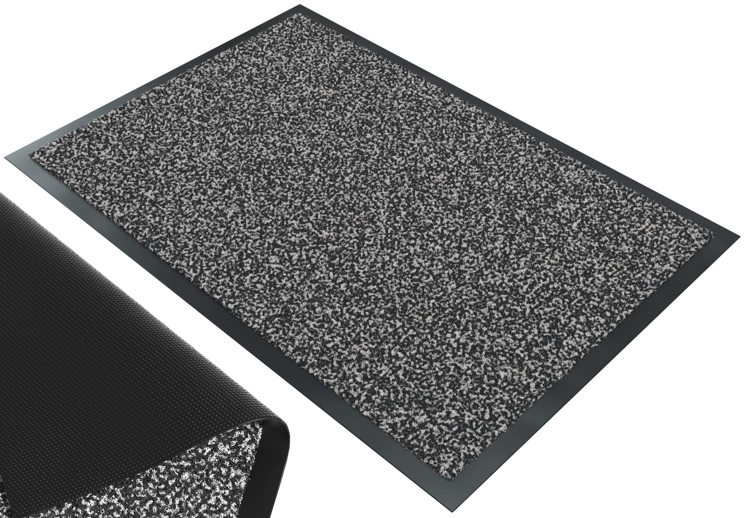 VOUNOT® Heavy Duty Barrier Mats, Door Mat Washable, Non Slip Rubber Mat, Floor Mats Kitchen Rugs, Grey-Black, 90x150cm