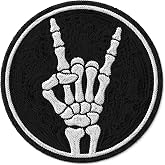 Rock on Skeleton Hand Iron on Patch Embroidered | Decorates Jackets, Backpacks, Jeans, Hats &amp; Vests &ndash; A Fun Gift For Teens, Adults &amp; All Ages