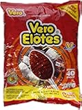 Vero Elotes Paletas Sabor Fresa Con Chile Mexican Hard Candy Chili Pops 40 Pcs