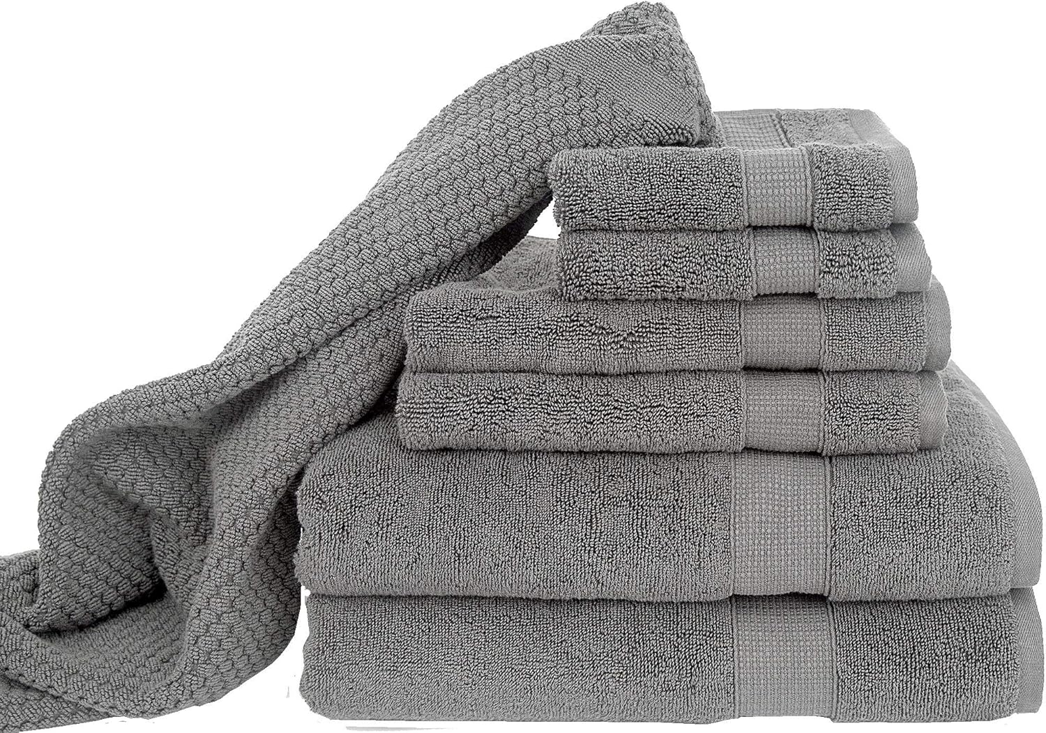 Blake Deluxe 7 Piece Bath Towel and Bath Mat Set - Densely Woven Premium Ultra Soft, High Absorbency Combed Cotton - Luxury Spa Bath Towels - 700 GSM (Light Grey): Home & Kitchen