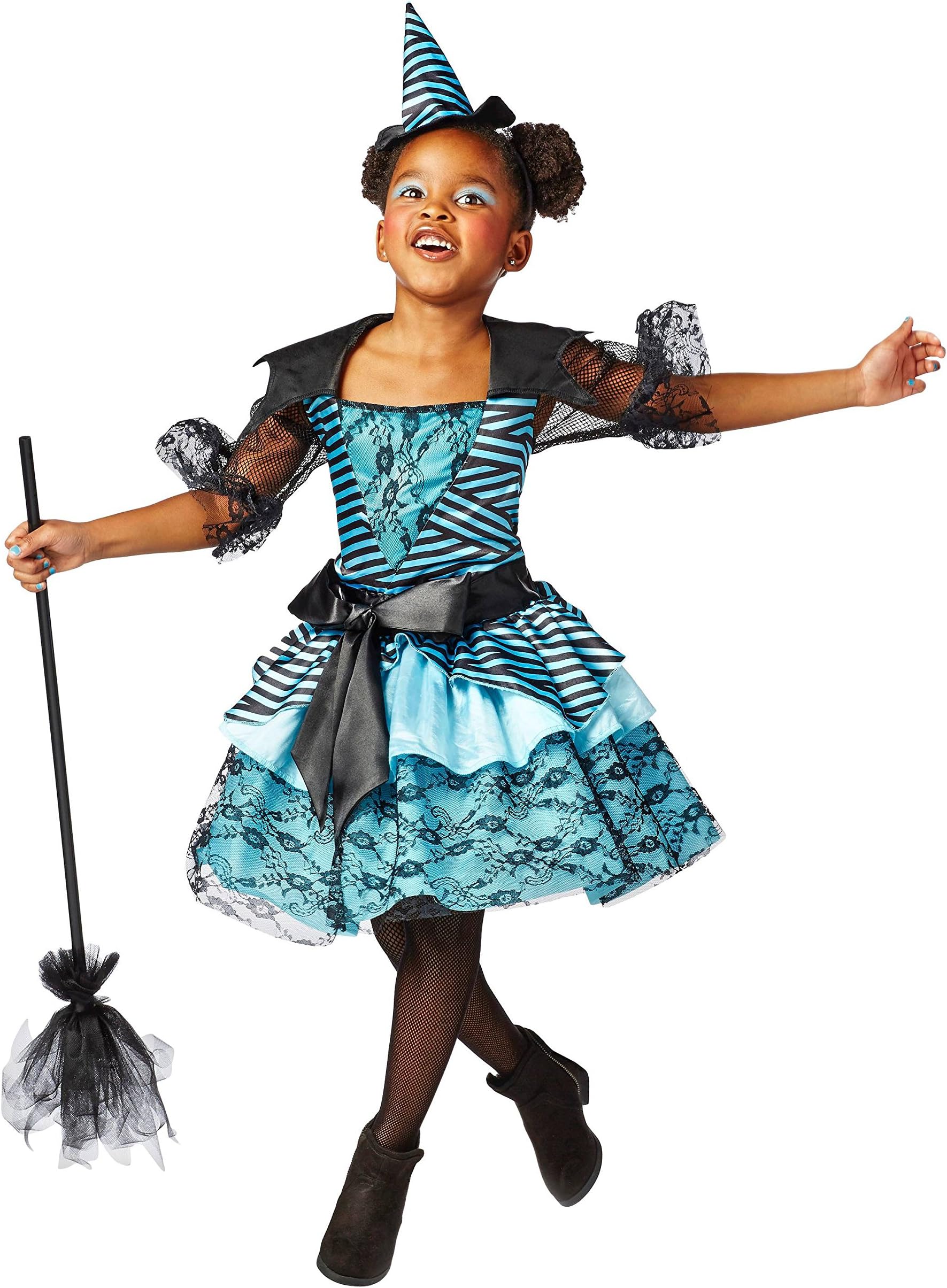 Girls' Deluxe Lace Enchanted Witch Costume Small (4-6x) Black Blue