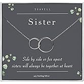 Suavell Sister Necklace – Sterling Silver Interlocking Double Circle Necklace Jewelry for Women – Meaningful Birthday Gift for Sister, Maid of Honor Gift or Bridesmaid