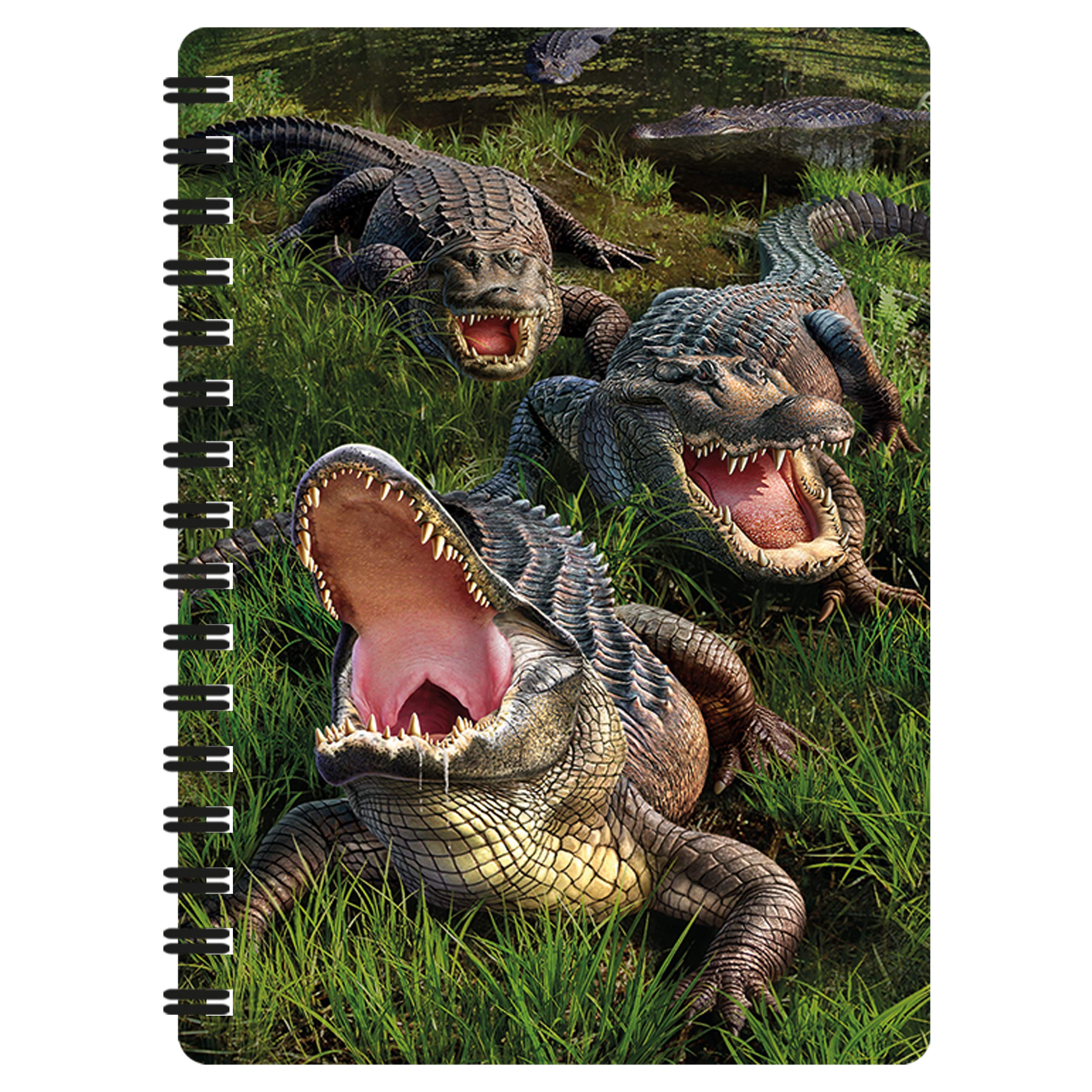 3D LiveLife Jotter - Gator Bog from Deluxebase. Spiral Bound A6 Notebook with 80 Plain Recycled Pages. Pocket Sized Animal Notepad, Journal or Drawing Book with Alligator Cover