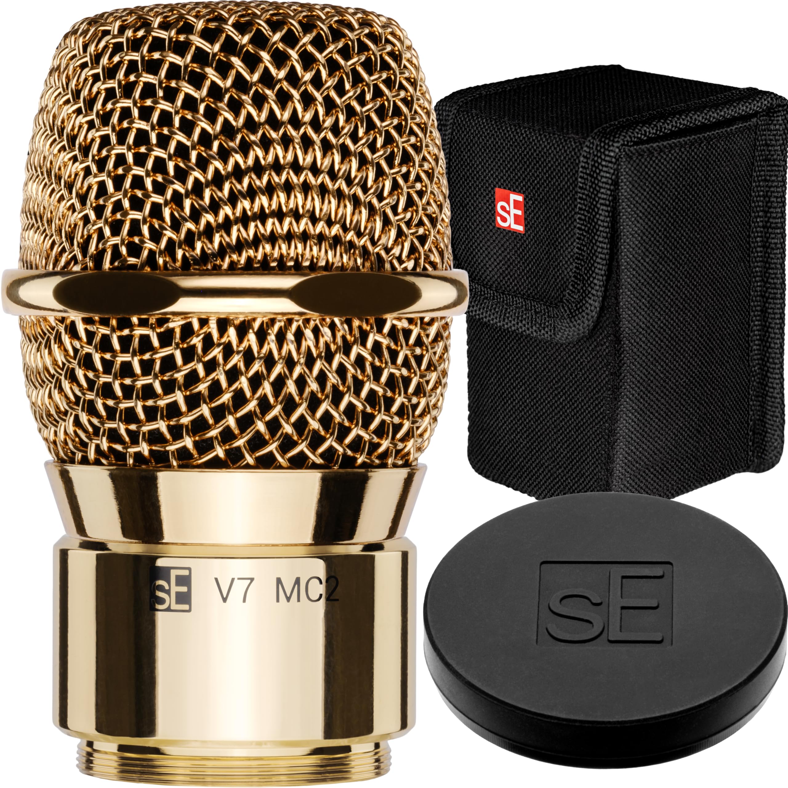 Photo 1 of SE ELECTRONICS V7 MC2 Wireless Microphone Capsule - Compatible with Sennheiser Wireless Transmitters - Professional Dynamic Microphone for Singing, Speech & Music Studio Recording (Gold w MP03 Pouch)