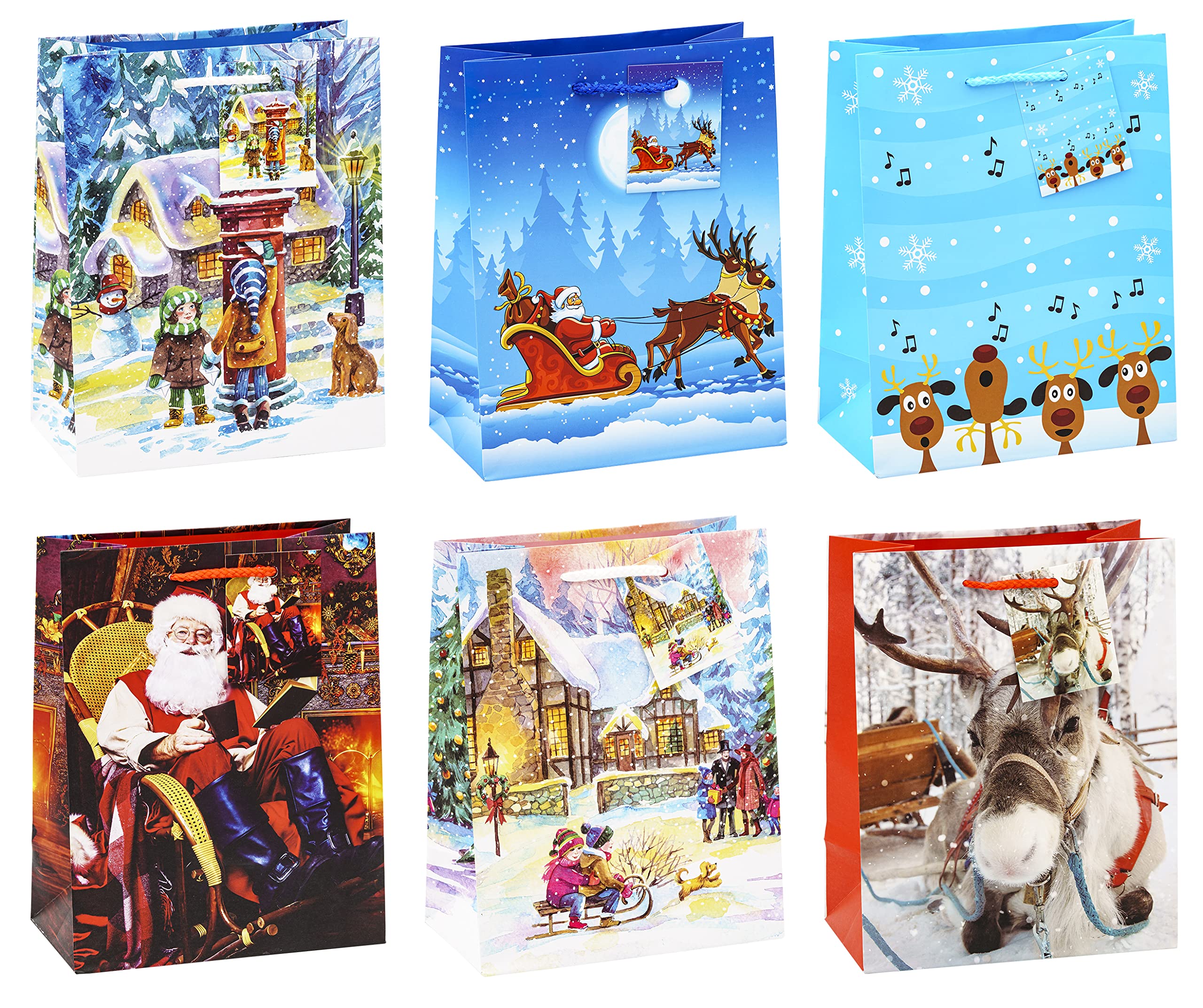 TSI 82018 gift bags Christmas Children, Pack of 12, size: medium (9 x 7 x 4 inch)
