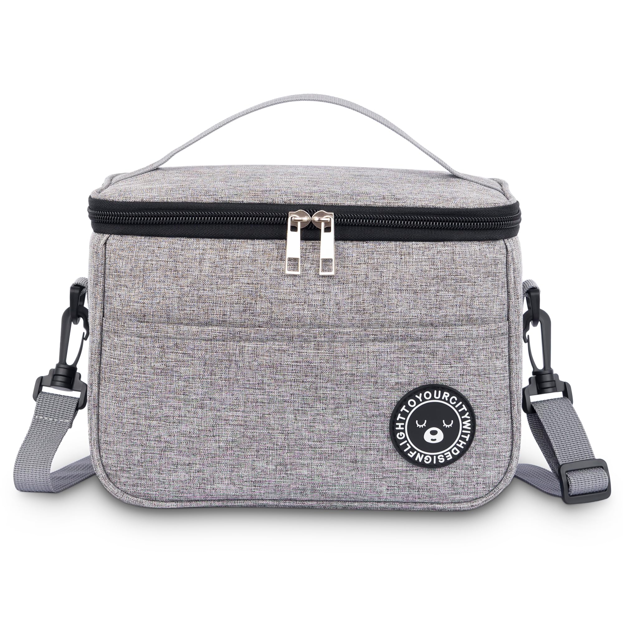 BEHONA 6.4L Insulated Lunch Bag for Adults, Foldable Cooler Bag with Oxford Fabric & Aluminum Foil Lining, Office Gym Commute Lunch Tote (Grey)