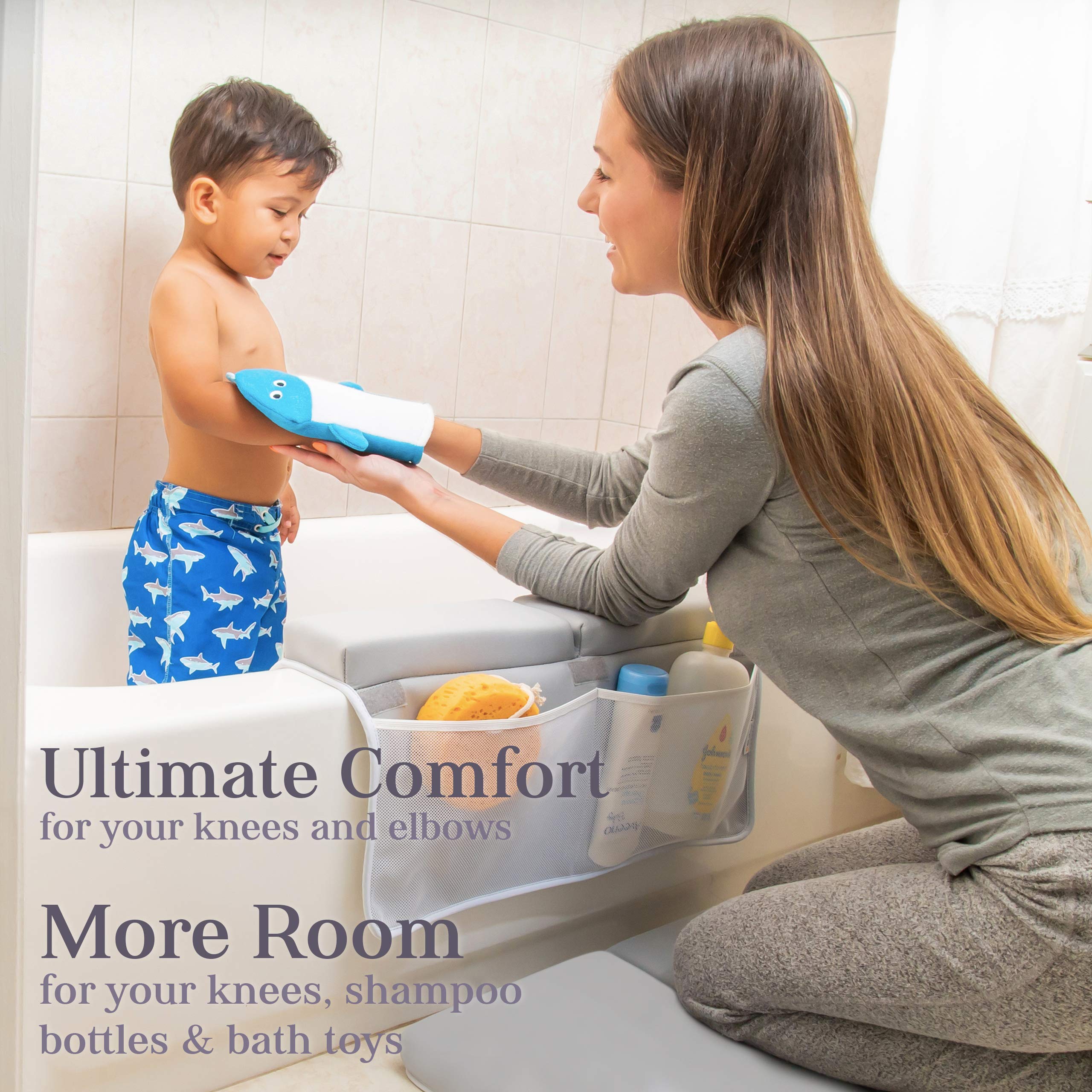 Bath Kneeler, Baby Bath Kneeler and Elbow Rest Pad Set, Kneeling Pad for Bathing Baby, Knee Pads for Bathing Babies (Gray, X-Large (22 Inches × 15 Inches))