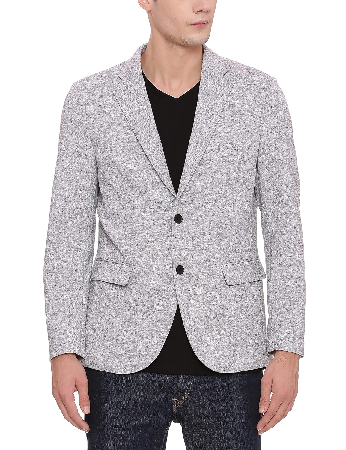 Buy BASICS Comfort Fit Foggy Dew 2 Button Knit Blazer Light Grey at Amazon.in