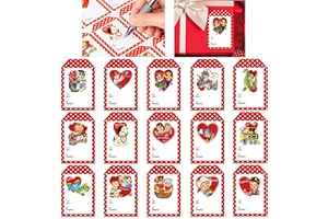 ANGOLIO Valentine's Day Gift Wrapping Stickers - 30 Sheet Vintage Valentine Gift Tag Stickers Name Tags Stickers for Valentine Gifts Package Wedding Anniversary DIY Gift Crafts Wedding Party Favor