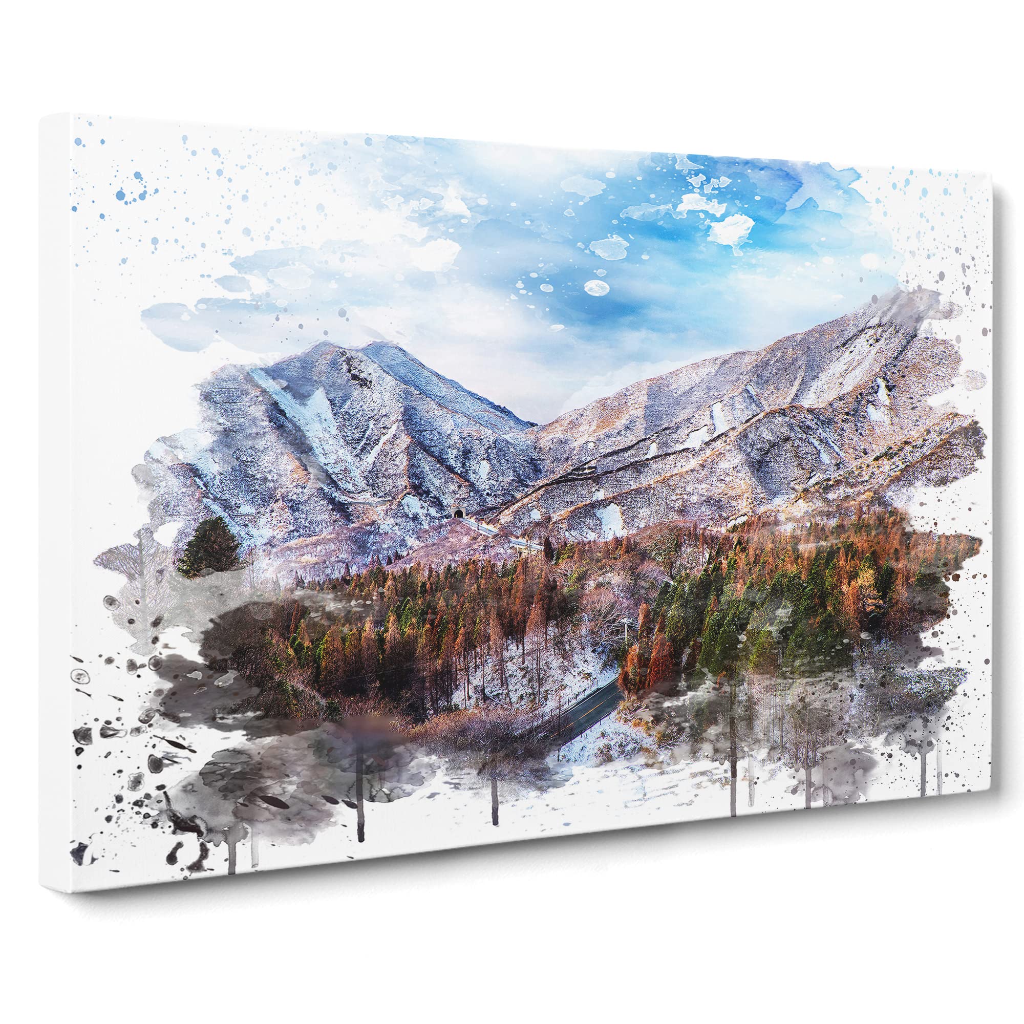 Landscape Aso Kumamoto Japan Mountain No.3 V3 Canvas Print | Gallery Wrapped 30mm Frame Wall Art | 20x14 inches | Ready to Hang | Modern Landscape Picture | Living Room Bedroom Lounge Office