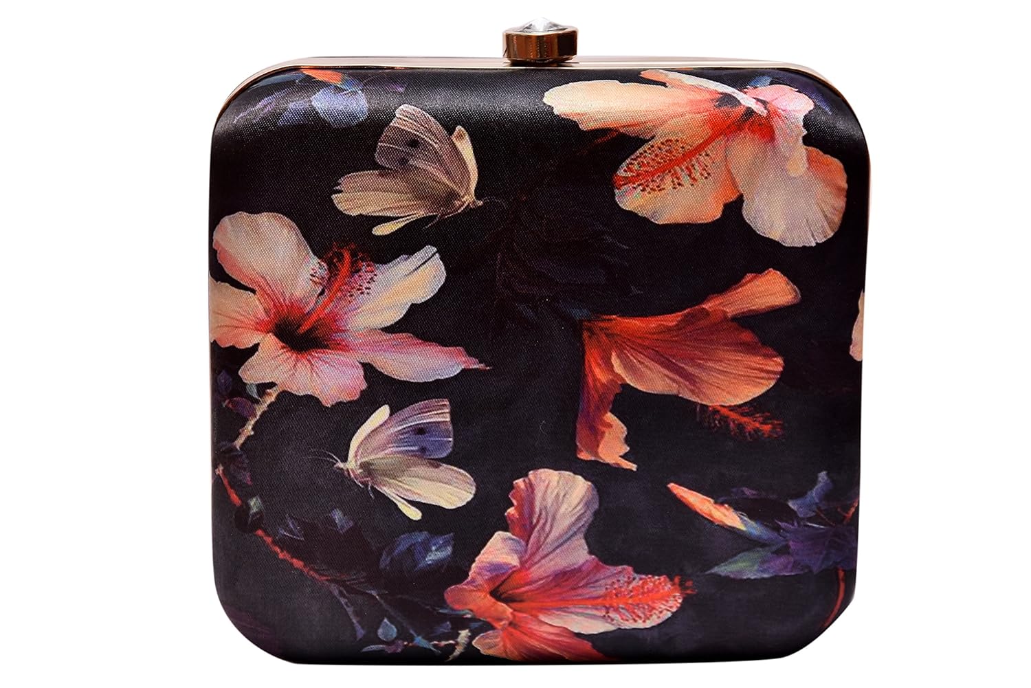 sugarcrush women's hand box clutch with detachable sling(black)