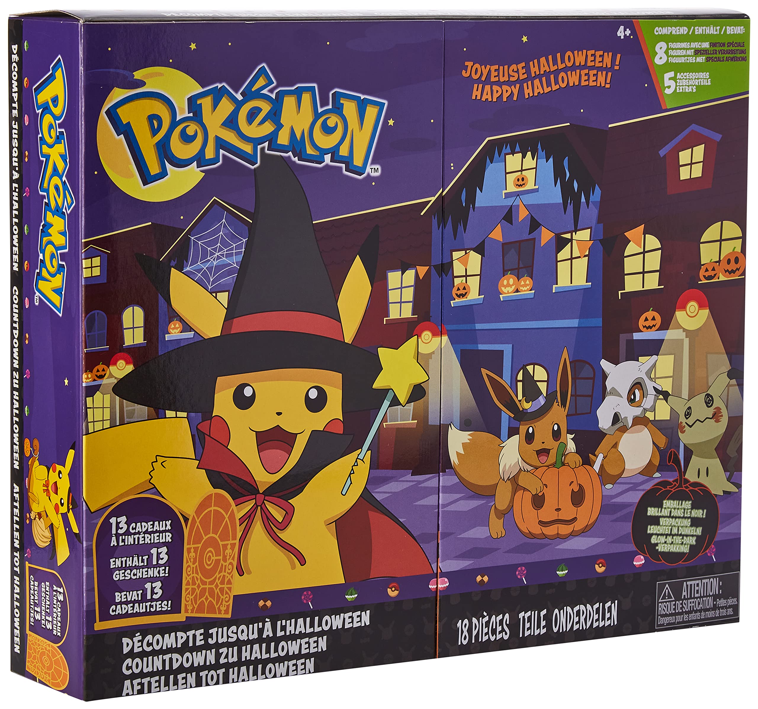 Pokémon BO37525, Halloween Calendar 2021, The Halloween Calendar Sweetens the Waiting Time for the Scariest Night of the Year with 10 Exclusive Mini Figures and 3 Accessories