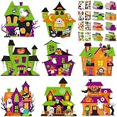 Moon Boat 60pcs Halloween Crafts for Kids, Haunted House DIY Kit | Make Your Own Scene with Pumpkins Stickers Bulk for Classroom Activities, Party Favors, Games