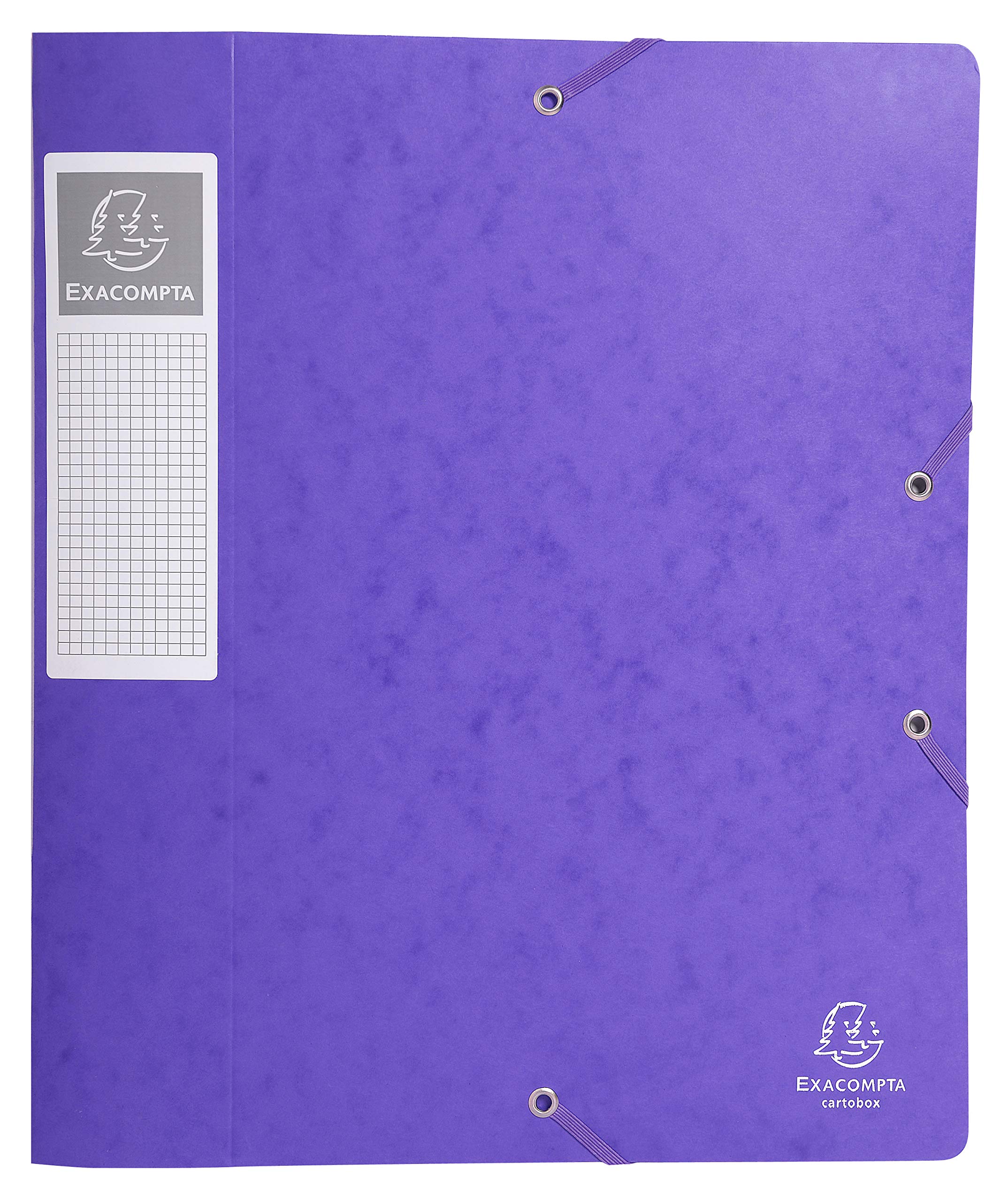 Exacompta - Ref 16015H - Cartobox Pressboard Filing Box - 25 x 33cm, Suitable for A4 Documents, Elastic Straps on 2 Corners, 60mm Spine, FSC-Certified - Purple (Pack of 10)