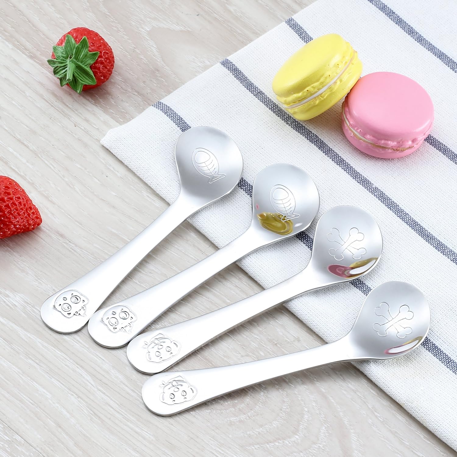 4pc Baby Spoons Curved Toddler Spoon 304 Stainless Steel Right Handed