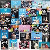 120 Birthday Cards Bulk- Happy Birthday Cards with Envelpoes,30 Unique Blackboard Designs, Large 5x7 Inches, Includes Kraft and White Envelopes – Assorted Birthday Cards for Business & Personal Use
