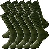 Skyebed 5 Pairs Military Green Socks Army Crew Sock Military Boot Socks for Men Women Working Outdoor