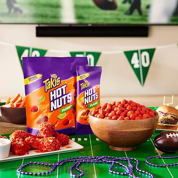 TAKIS CHILE LIMON HOT NUTS 15.02 OZ SHARING SIZE RESEALABLE BAG, CHILI PEPPER & LIME FLAVORED MILD SPICY DOUBLE-CRUNCH PEANUTS
