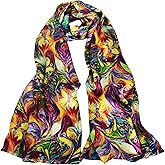 100% Mulberry Silk Scarf for Women Neck Oblong Headscarves Long Floral Print Lightweight Silk Wraps Shawls 67"*20"