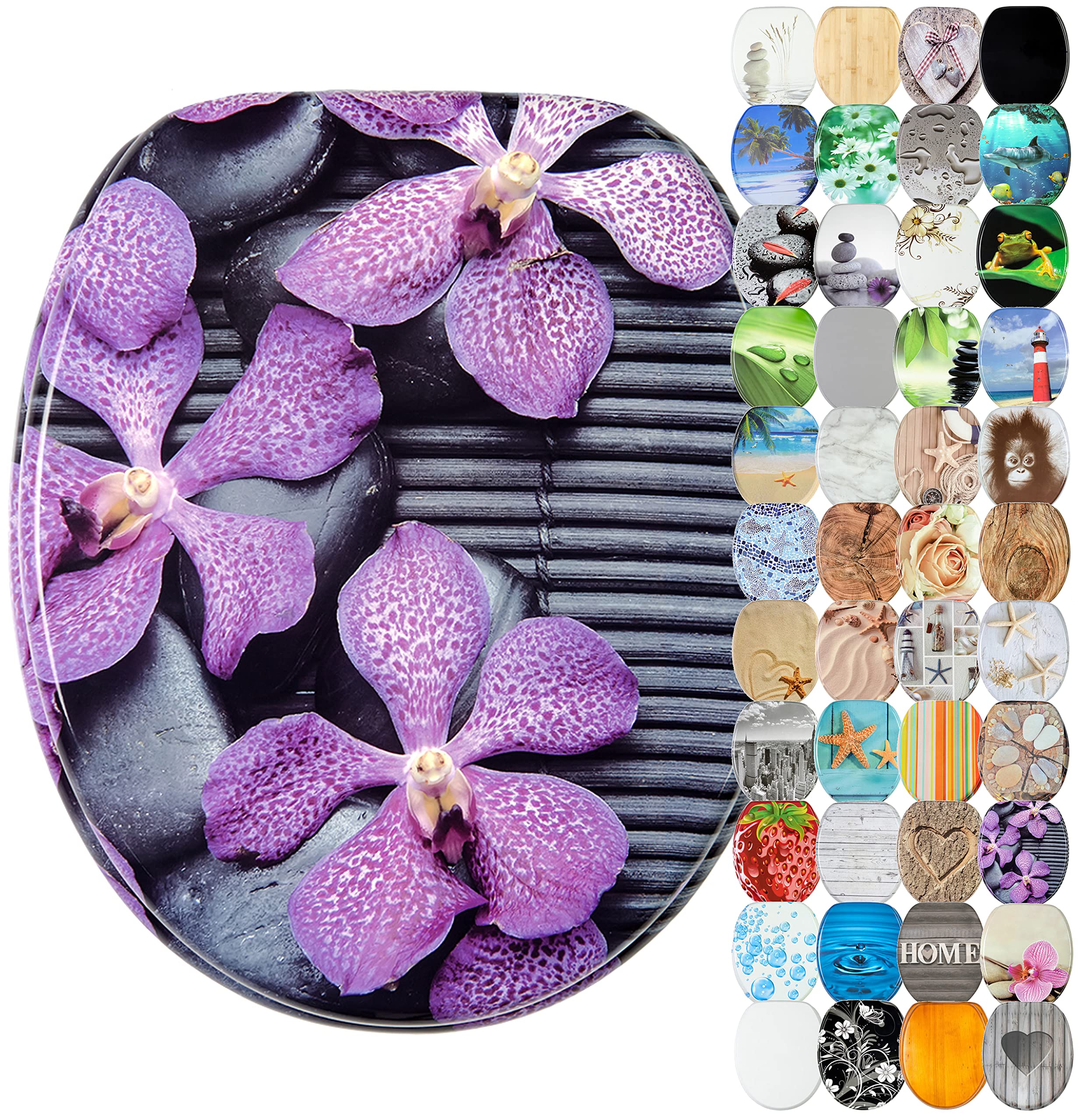 Sanilo Soft Close Toilet Seat, Wide Choice of New Toilet Seats, Stable Hinges, Easy to Mount (Vanda)