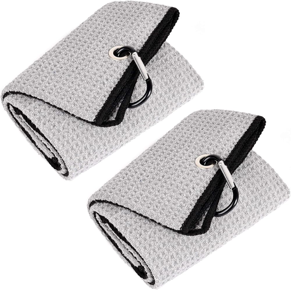 Mile High Life Golf Towel Tri Fold Waffle Microfiber with Carabiner Clip