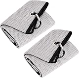 Mile High Life Golf Towel Tri Fold Waffle Microfiber with Carabiner Clip