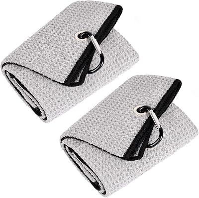 Mile High Life Golf Towel Tri Fold Waffle Microfiber with Carabiner Clip